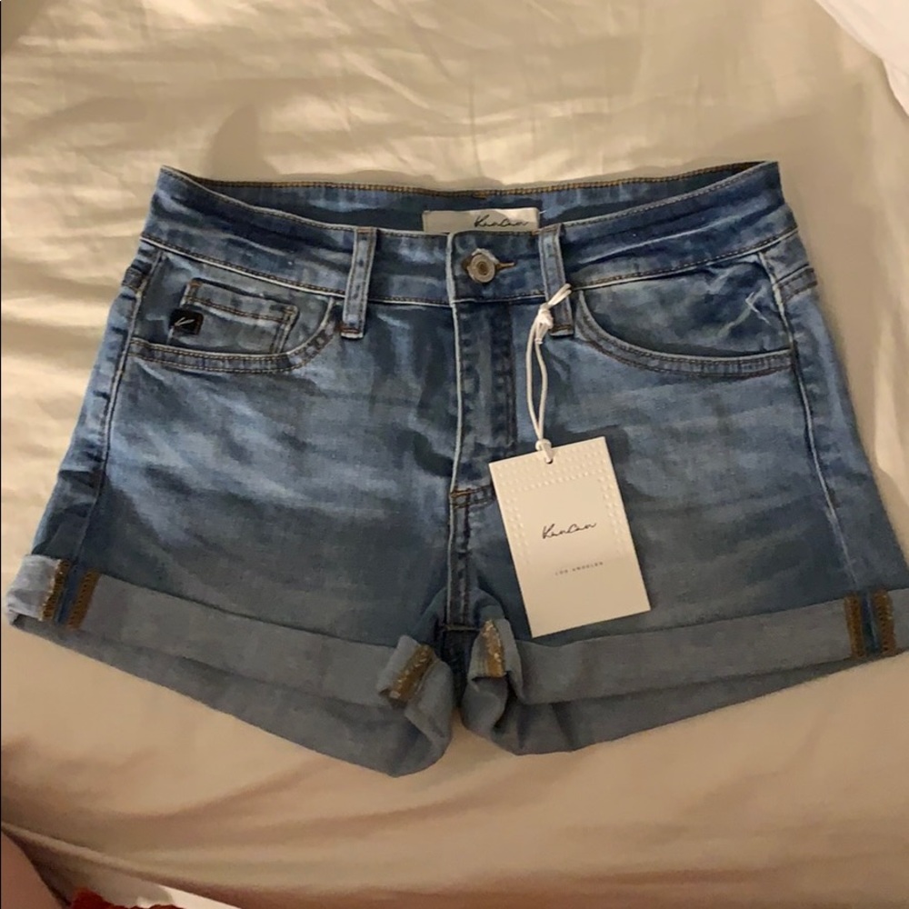 Light wash denim shorts